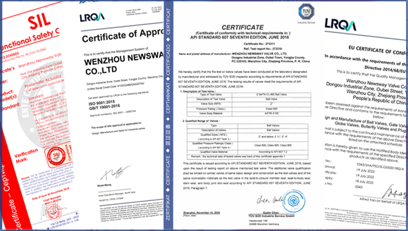 china valve manufacturer certificates